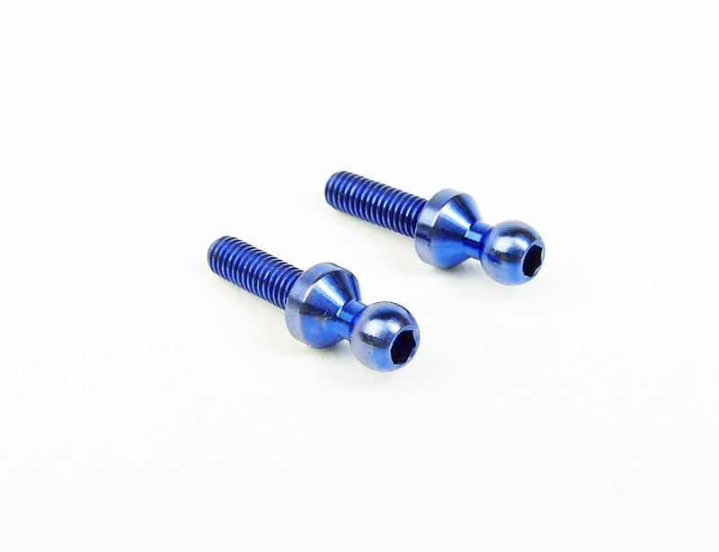 Custom Works M3 Blue Titanium Tall Hex Drive Ball Studs