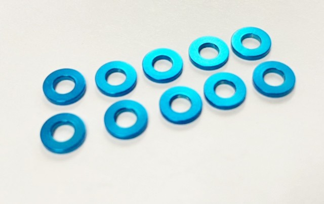 Custom Works Aluminum Ball Stud Washers (1.0mm - Blue)