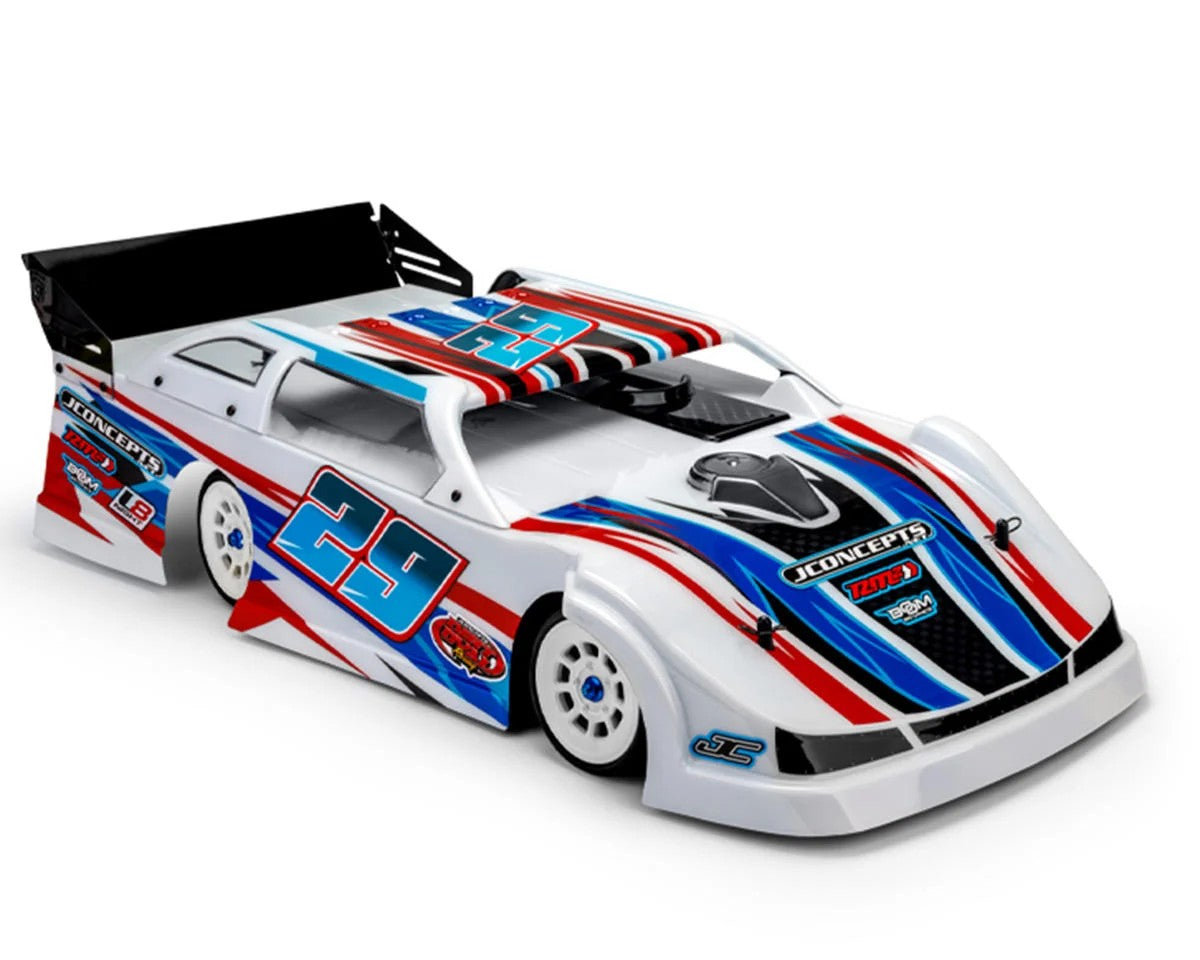 JConcepts L8 Night G3 Speedway 1/10 Dirt Oval Latemodel Body w/Spoiler (Clear) (10.25") (Lightweight)