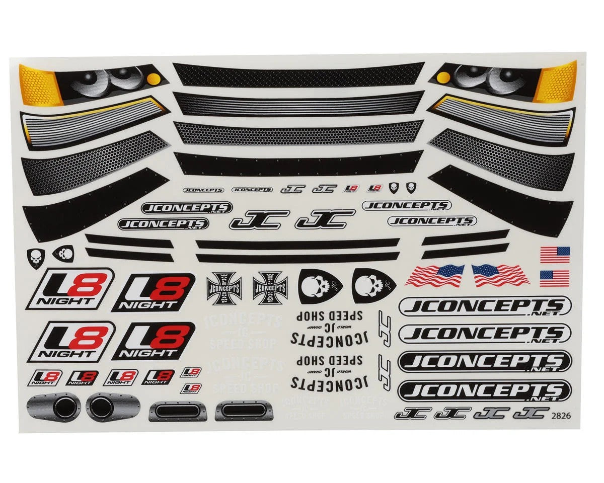 JConcepts L8 Night G3 Speedway 1/10 Dirt Oval Latemodel Body w/Spoiler (Clear) (10.25") (Lightweight)