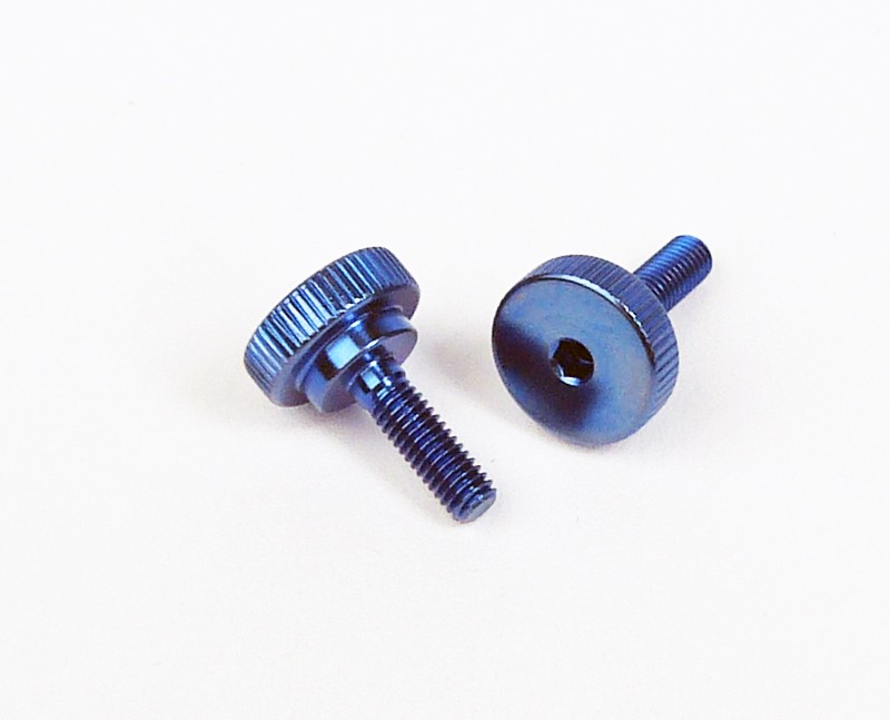 Custom Works BLUE ARM PINCH SCREW TITANIUM, M3 (pr)